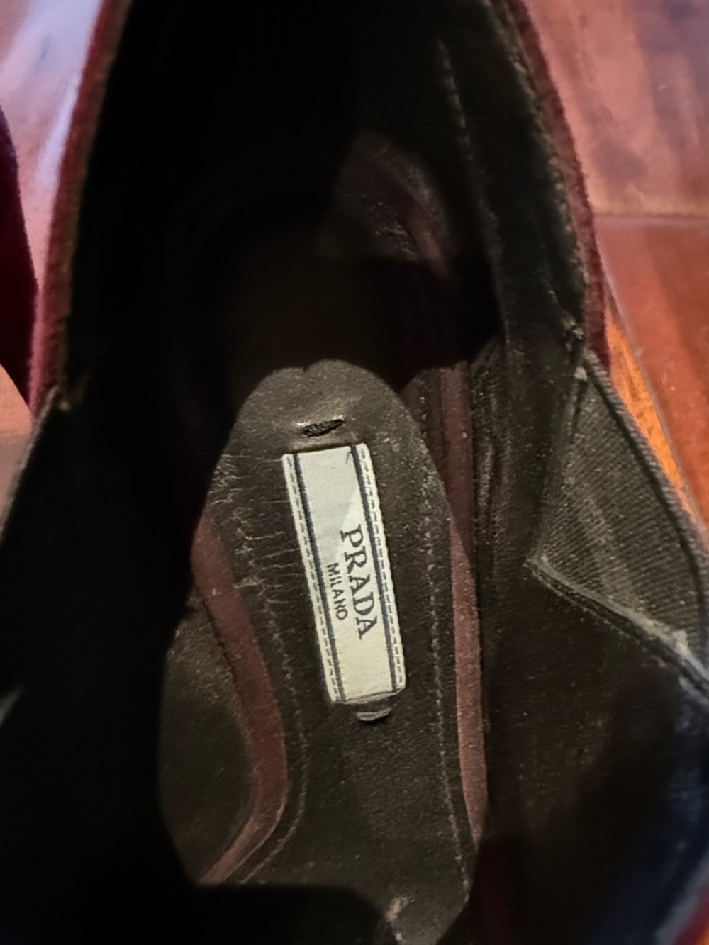 Prada Plum Suede Peep-Toe Stiletto Booties - Picture 2 of 5